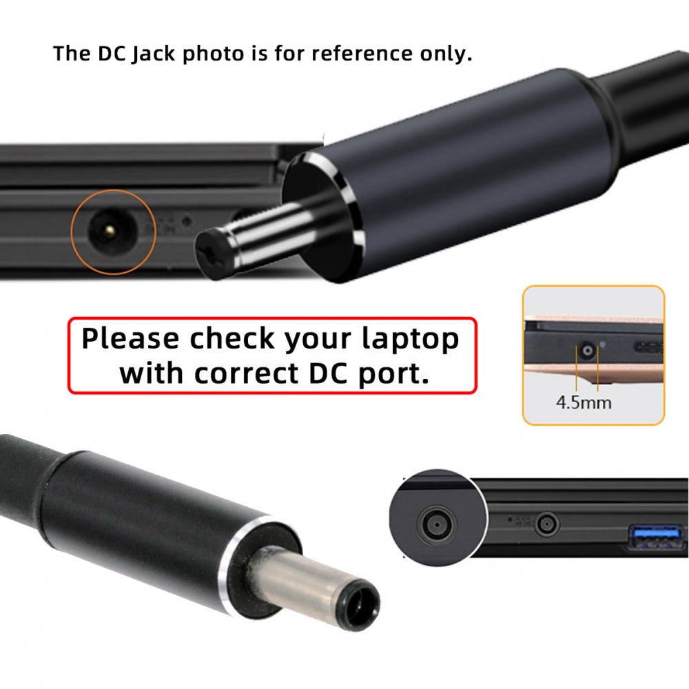 100W Type-C USB-C Female Input to DC 4.5*3.0mm Plug Output Power 20V 5A PD Charge Cable 16cm Compatible with DELL-Laptop