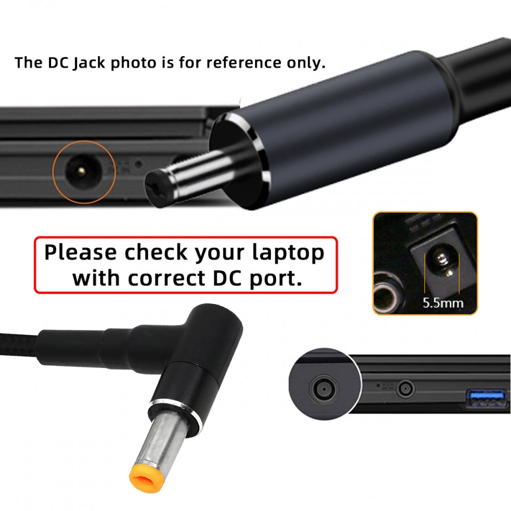 100W Type-C USB-C Female Input to DC 5.5*1.7mm Plug Output Power 20V 5A PD Charge Cable 16cm for Laptop