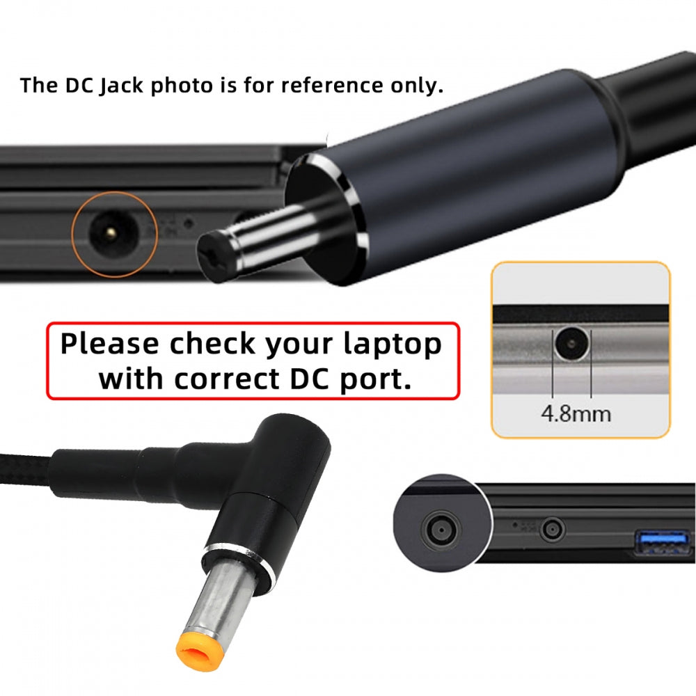 100W Type-C USB-C Female Input to DC 4.8*1.7mm Plug Output Power 20V 5A PD Charge Cable 16cm for Laptop