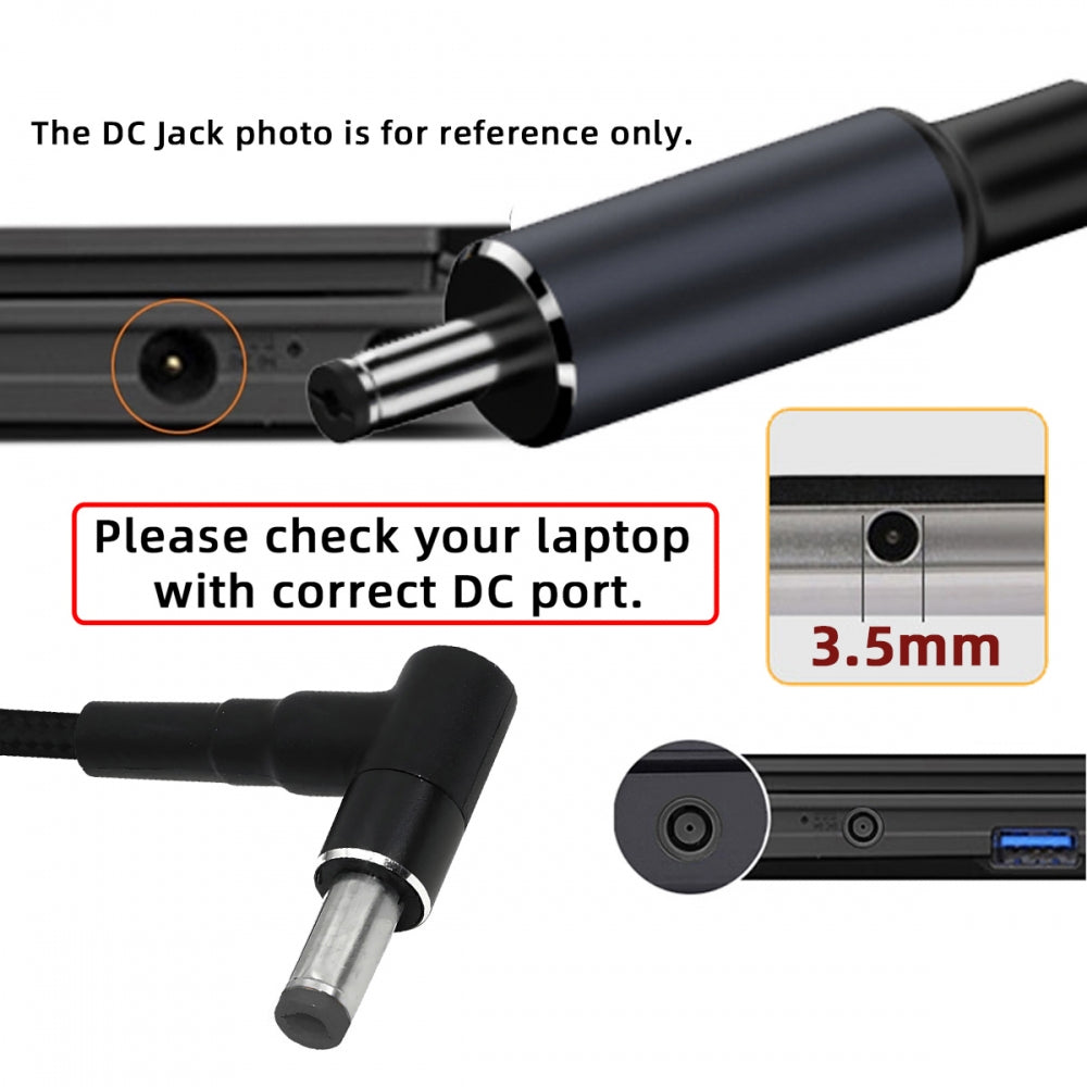 100W Type-C USB-C Female Input to DC 3.5*1.3mm Plug Output Power 20V 5A PD Charge Cable 16cm for Laptop