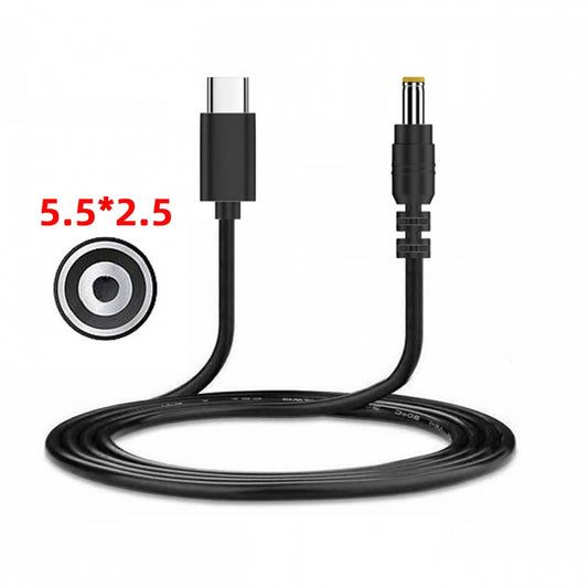 Type-C USB-C Male Input to 5.5x2.5mm Plug DC 12V Output Power Cable PD Emulator Trigger Cord 150cm