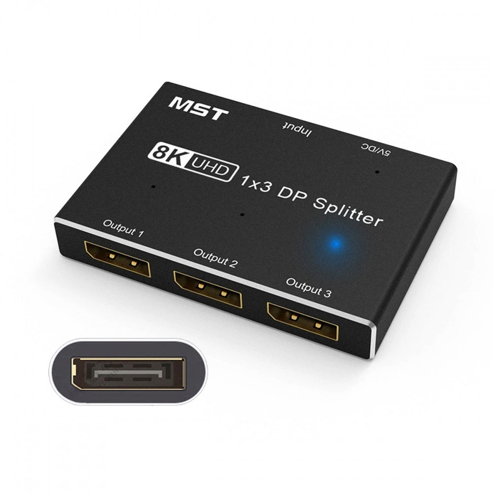 DisplayPort 2.0 DP 1-to-3 Triple Displays Extends HUB Splitter Support HDCP SST Extended 8K@60hz Convertor