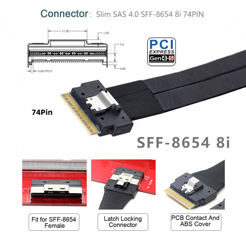 External Slimline SFF-8654 8x 74Pin to PCIE 8X Express 5.0 PCIE4.0 Raid Card VROC Raid0 Hyper Adapter with Linear Redriver over Long Cable Lengths
