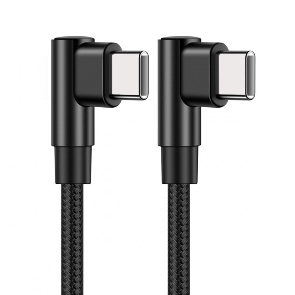 USB-C Type C Male to Male PD 65W Power Dual Right Angled 90 Degree 480Mbps Data Cable Sleeve for Phone & Tablet & Laptop