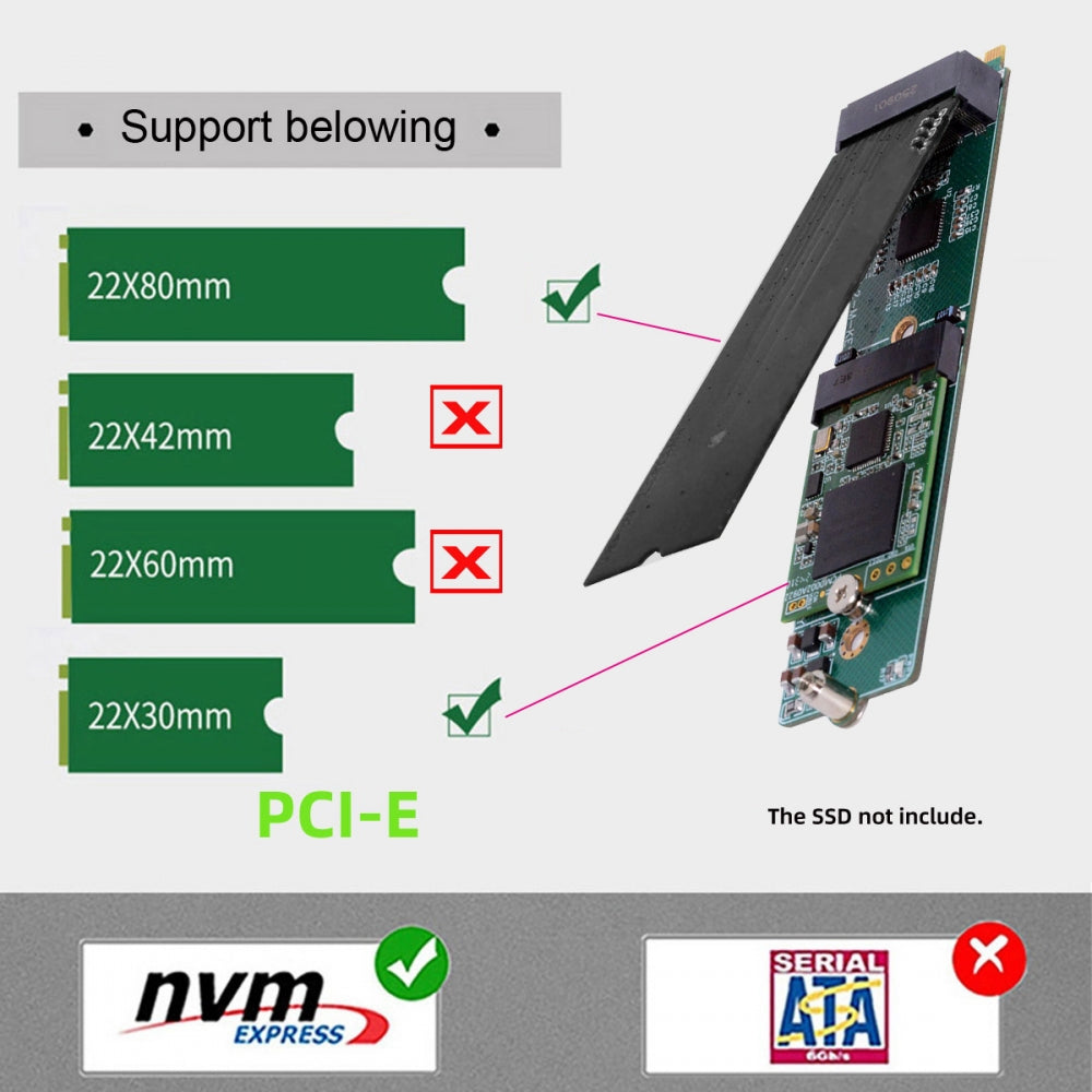 NGFF NVME M-Key Riser Card to Dual Ports M.2 NGFF Key-M NVME SSD Adapter PCIE Packet Switch Compatible with NAS Industrial Control Motherboard